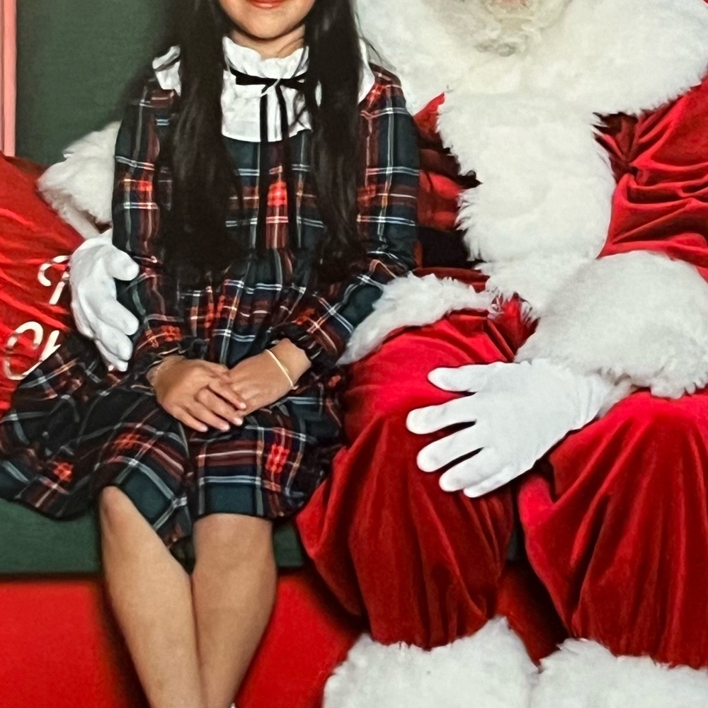 Girls Christmas plaid high collar dress size 10